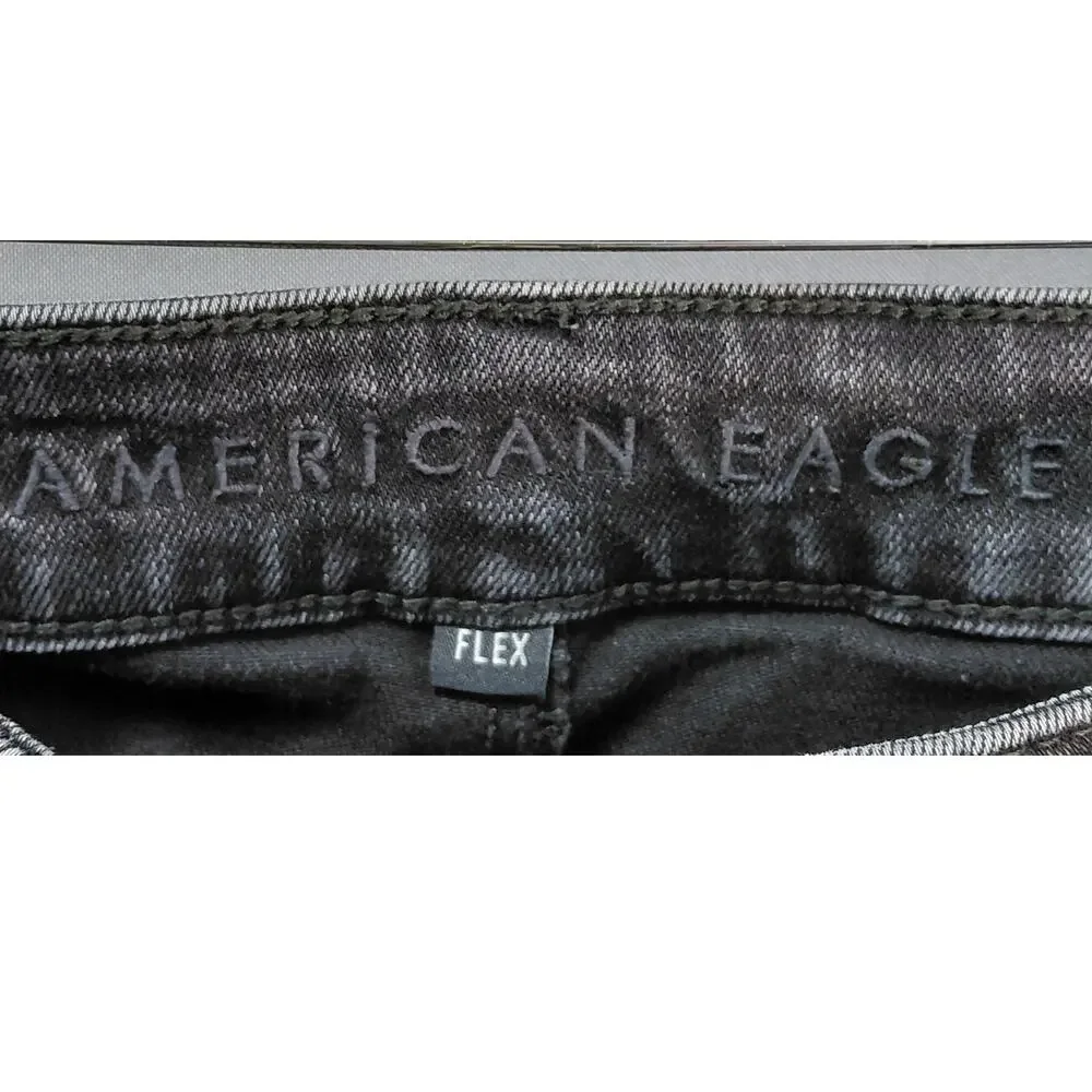 American Eagle Faded Black Distressed Skinny Flex Jeans Men See Measurement